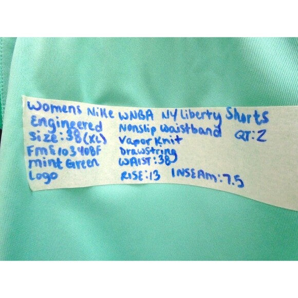 RARE Nike New York Liberty WNBA Team Issue Shorts Mint Green Women Size XL (38) - Picture 3 of 8